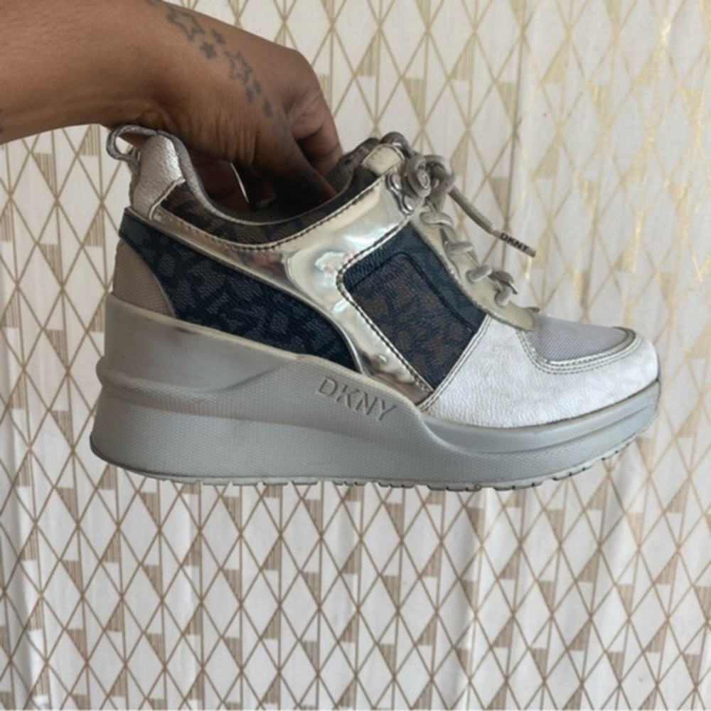 Dkny Leo lace up wedge sneakers​